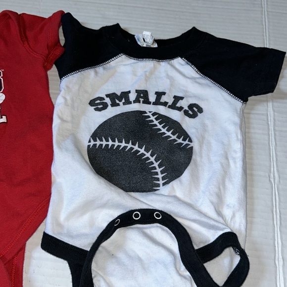 Soft as Grape 6 months. Onesies set of 2 Smalls and Reds Baseball - Picture 2 of 4